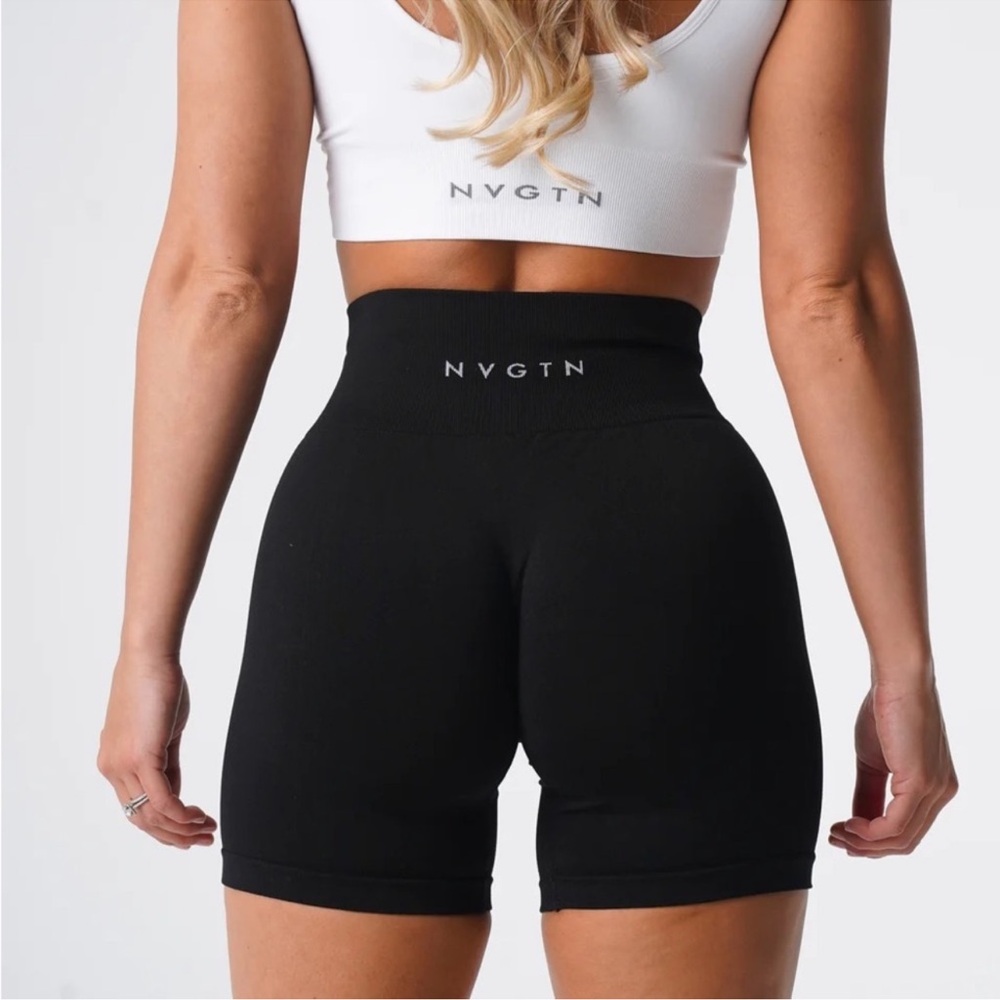 NVGTN Black Solid Seamless Shorts